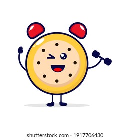 Clock strong cute character illustration