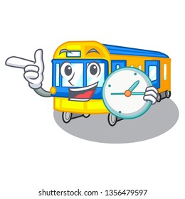 With clock subway train toys in shape mascot