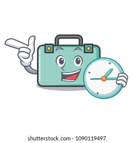 With clock suitcase character cartoon style