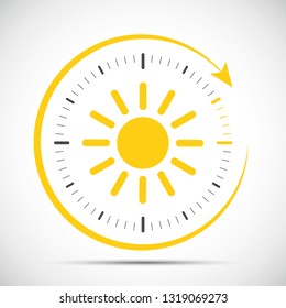 clock with sun summer time change vector illustration EPS10