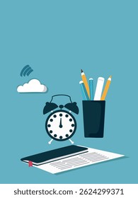 Reloj y suministros, Ilustración vectorial