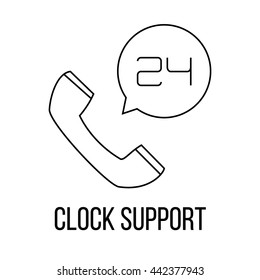 Clock support icon or logo line art style. Vector Illustration.