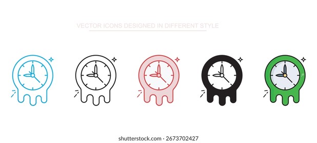 Relógio Surrealismo ícone design com fundo branco ilustração stock