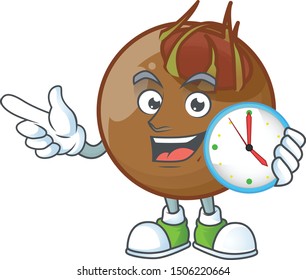 With clock sweet medlar cartoon on white background