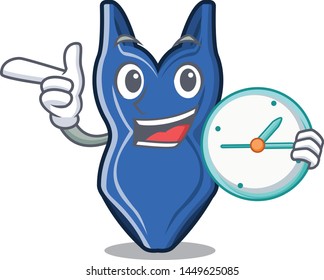 With clock swimswuit in the a cartoon shape