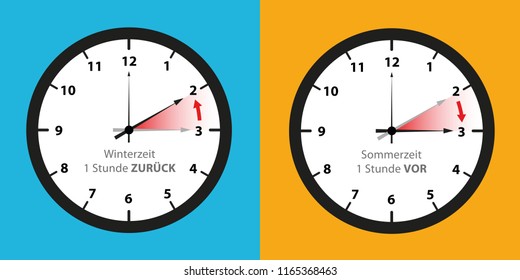 clock switch to summer time and to winter time set vector illustration EPS10