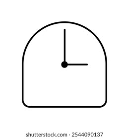 Símbolo de reloj que muestra las 3 en punto en un diseño plano minimalista con contornos negros sobre un fondo blanco. Ilustración vectorial de un temporizador. Vector de íconos de tiempo y programación.