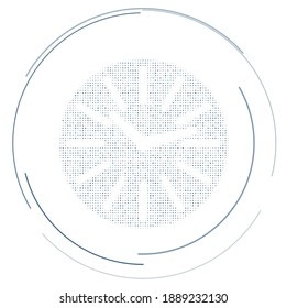 The clock symbol filled with dark blue dots. Pointillism style. Vector illustration on white background