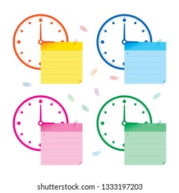 clock symbol and note paper concept
