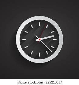Clock symbol on dark background,clean vector