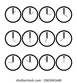 clock symbols showing the twelve hours of the day gray color