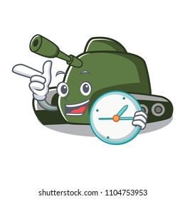 With clock tank character cartoon style