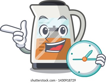 With clock tea maker in the cartoon shape