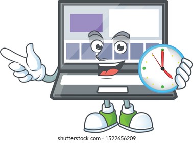 With clock technology laptop with character mascot shape