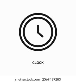 Clock thin line icon or logo. Symbol or sign on business or finance ui theme. Vector line illustration.