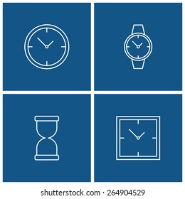 clock thin line icon set