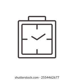 Clock thin liner icon vector.