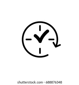 Clock, tick, arrow in a circle, icon, line sign vector illustration of an Eps10