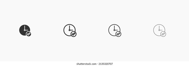 Clock With Tick Mark Vector Icon Isolated On White Background
