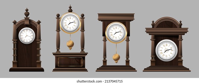 Clock time antique vintage ancient classic old traditional retro. Set of antique old realistic clocks design in detail. Premium Vector - Shutterstock ID 2137045715