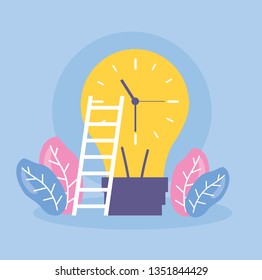 clock time bulb stairs