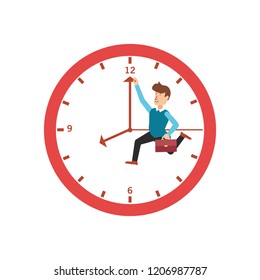 clock time with business man running