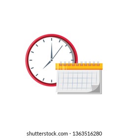 clock time with calendar isolated icon