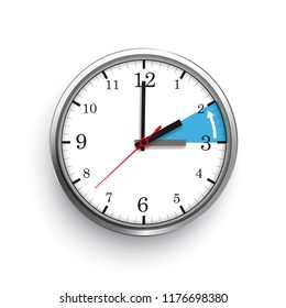 A clock for a time change to a standard time on the white background. Eps 10 vector file.