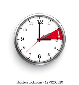 A clock for a time change to a summer time on the white background. Eps 10 vector file.
