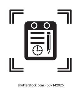 Clock time checklist icon, isolated. Flat design. 