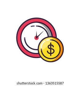 clock time with coin dollar