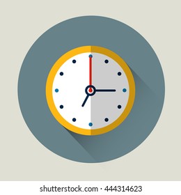 Clock Time Colorful Icon Flat Vector Illustration