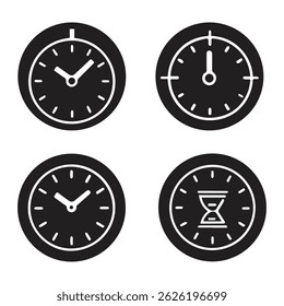 Clock Time Difference Set - Vector Illustration. Different Timezones Time. Arrows - Hours, Minutes on Clockface. Clock Time Lapse.