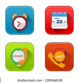 clock Time and event Icons, vector alarm timer illustration - 24 hour sign and symbols