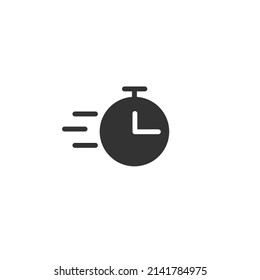 Clock or time flying icon isolated on white background. Timer sign. Flat time design concept