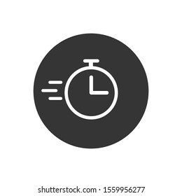 Clock or time flying white icon isolated on gray background. Timer sign. Flat time design concept