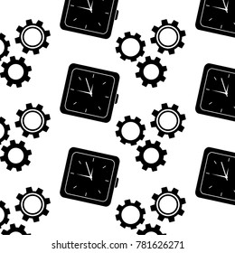 clock time gear business work seamless pattern