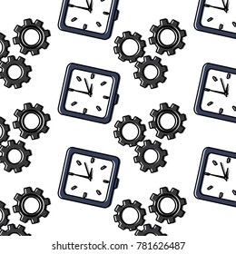 clock time gear business work seamless pattern