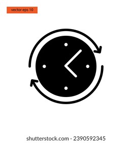 Clock and time glyph icon vector illustration design