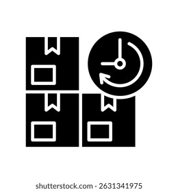 Glifo de tiempo de reloj, mini icono de ilustración. uso para concepto moderno, impresión, interfaz de usuario, kit de UX, Web y desarrollo de App. Vector relacionado con ventas, logística y comercio electrónico
