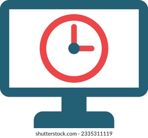Clock Time Glyph Two Color Icon For Personal And Commercial Use.
