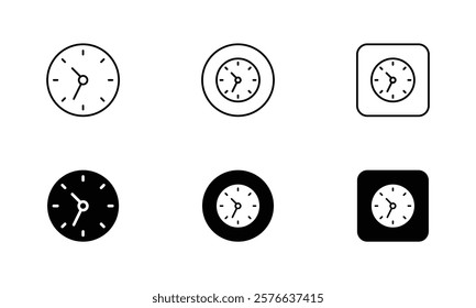 Clock, time, hour, time and date, clock time, watch, Wall clock, idle, Outline signs and more, perfect for websites, apps, and print projects; these scalable icons are fully customizable for print.