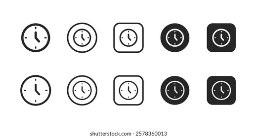 Clock, time, hour, time and date, clock time, watch, Wall clock, idle, Outline signs and more, perfect for websites, apps, and print projects; these scalable icons are fully customizable for print.