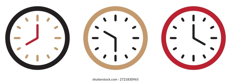 clock time hour minute timezone ontime on time late work office business finance icon set. vector Eps 10