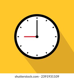 Clock time icon 09 symbol isolated on white background design.