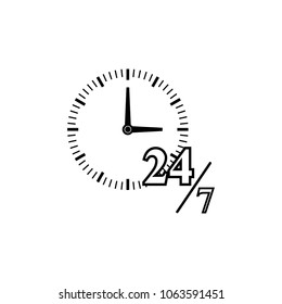 Clock time icon 24 and 7