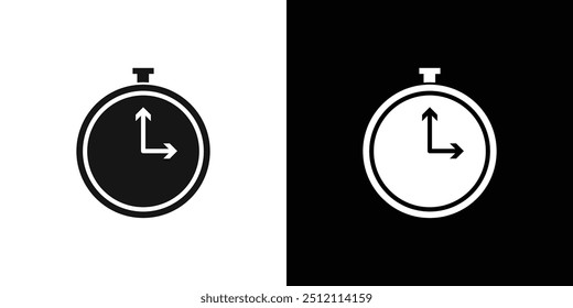 Clock time icon Black line art vector logo set