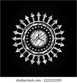 clock, time icon with chalkboard texture