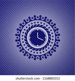 clock, time icon with denim texture