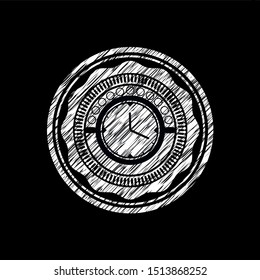 clock, time icon drawn with chalkboard texture